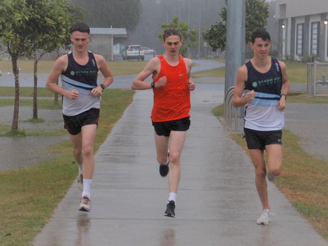 Byron Bay Runners Finn Crethar, Elliott McGaughran and Bailey Crabtree.