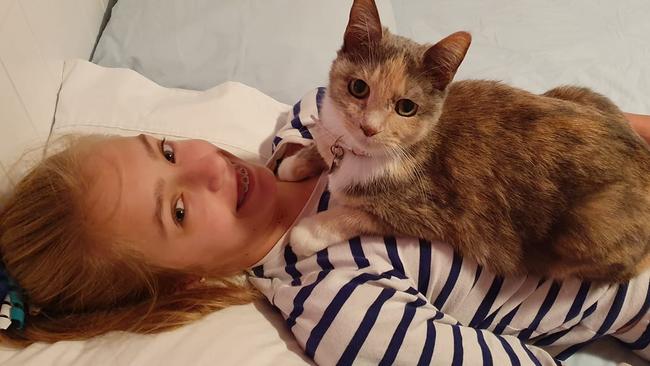 Brea 13 years old with her younger hooman sister Amber (11). Brea loves to jump on your lap or any part of your body for a scratch and cuddle. She's a beautiful and caring kitty who loves to be close to us when we are home. International Cat Day. Reader pet photos. Picture: Emma Dickens