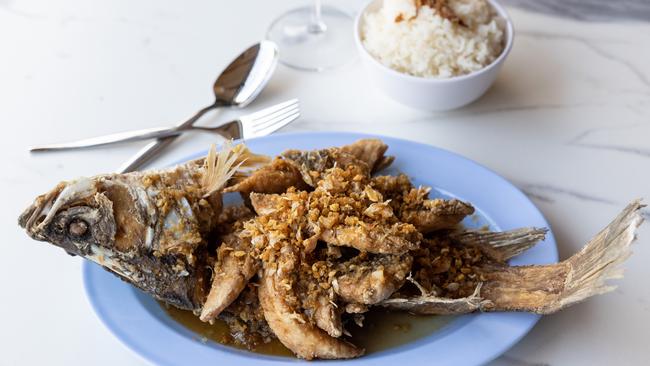 Ma Chim’s Garlic and Pepper Whole Barramundi. Picture: David Kelly