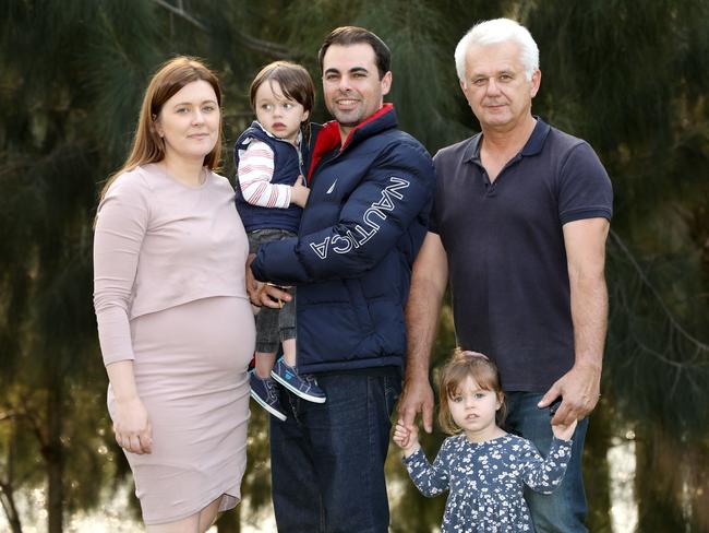 Liberal voters Anne-Marie Gerace, Antonio Gerace and John Blazevic. Picture: Damian Shaw