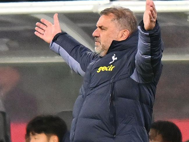 MELBOURNE, AUSTRALIA - MAY 22: Head Coach of Tottenham Hotspur Ange Postecoglou watches on during the exhibition match between Tottenham Hotspur FC and Newcastle United FC at Melbourne Cricket Ground on May 22, 2024 in Melbourne, Australia. (Photo by Morgan Hancock/Getty Images)