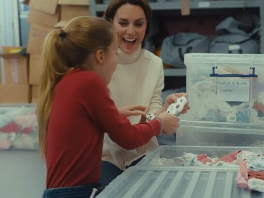 The Princess of Wales was all smiles as she volunteered with her daughter Princess Charlotte. Picture: Kensington Palace/YouTube