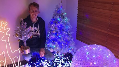 Sam Di Gennaro with some of the decorations he already has for his 2019 Christmas lights extravaganza. 