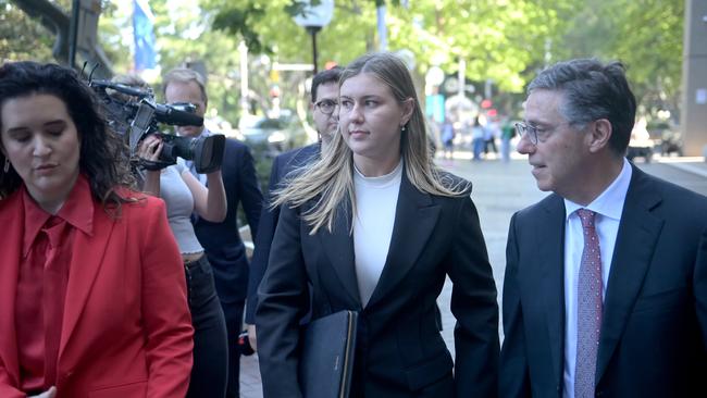 Brittany Higgins leaves Federal Court during the defamation case against Network 10 and Lisa Wilkinson. Picture: NCA NewsWire / Jeremy Piper