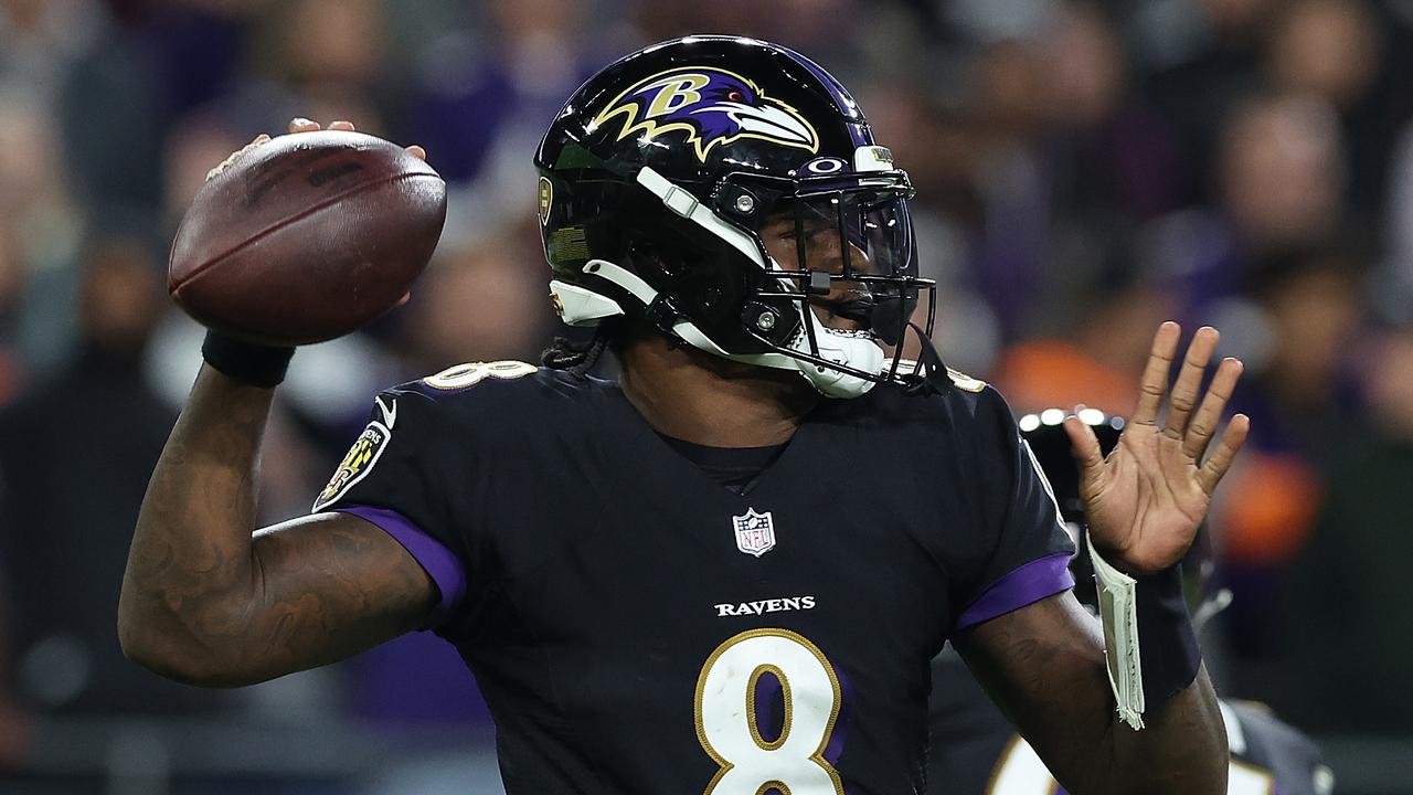 Baltimore, United States. 03rd Nov, 2019. Baltimore Ravens quarterback  Lamar Jackson (8) reacts after a 37-20 win over the New England Patriots at  M&T Bank Stadium in Baltimore, Maryland, Sunday, November 3