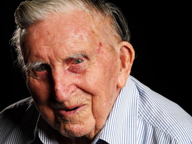 Veteran Basil Stahl on the eve of the anniversary of the Bombing of Darwin. Basil was in trenches in Larrakeyah when the first bombs hit Darwin on February 19, 1942.Picture: Che Chorley