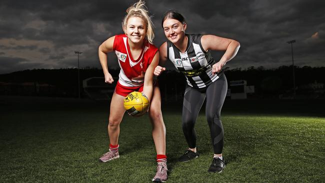 TSL players Grace Mitchell from Clarence and Alice Raspin from Glenorchy. Picture: Zak Simmonds