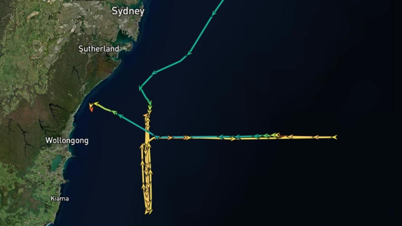 The Shanghai Highway car carrier zigzagged while waiting at Port Kembla. Picture: MarineTraffic.com