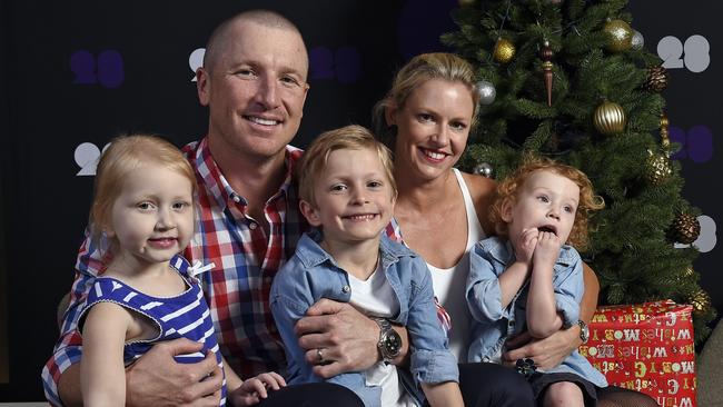 Brad Haddin and his wife Karina with Mia, 4, Zac, 6 and Hugo, 2. Picture: Andy Brownbill