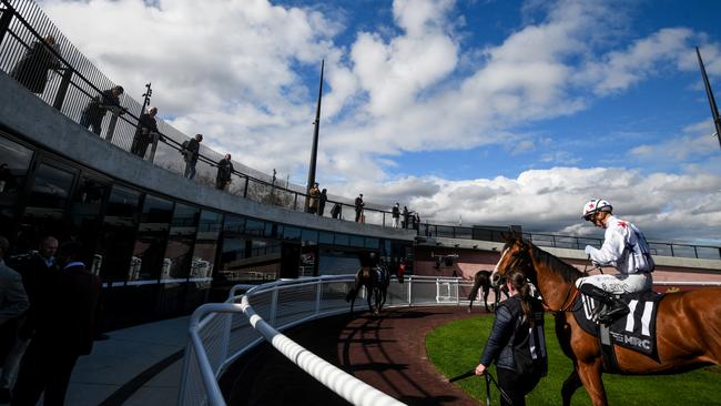 The contentious new mounting yard at Caulfield. Picture: Vince Caligiuri / Getty Images