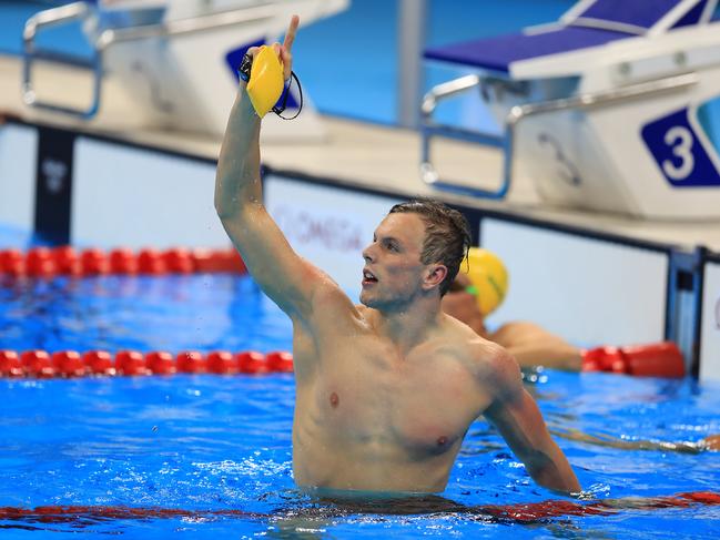 Rio Olympics 2016. The Finals and Semifinals of the swimming on day 05, at the Olympic Aquatic Centre in Rio de Janeiro, Brazil. Kyle Chalmers wins the Men's 200m Freestyle Final. Picture: Alex Coppel.