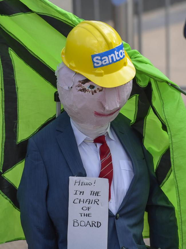 A small group of protesters gathered outside Adelaide Oval. Picture: NCA NewsWire / RoyVphotography