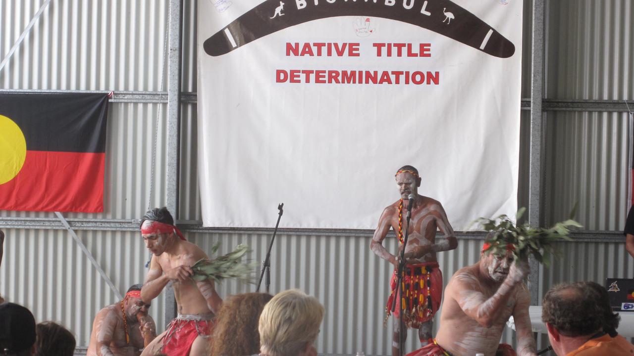 Wakka Wakka dancers celebrate the successful native title claim lodged by the Bigambul people.