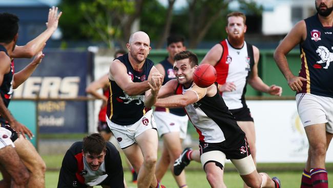 Lions' Brad Wallace clears the ruck. PICTURE: BRENDAN RADKE.