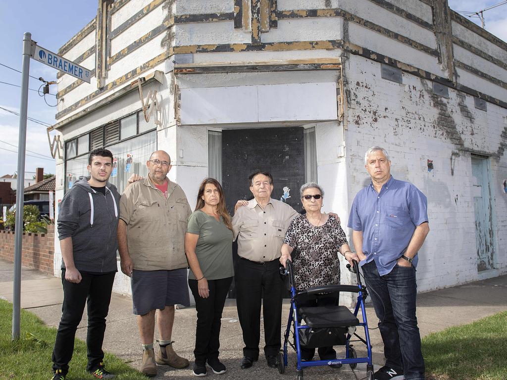 The LoChiano family in front of the proposed substation building. Picture: Ellen Smith