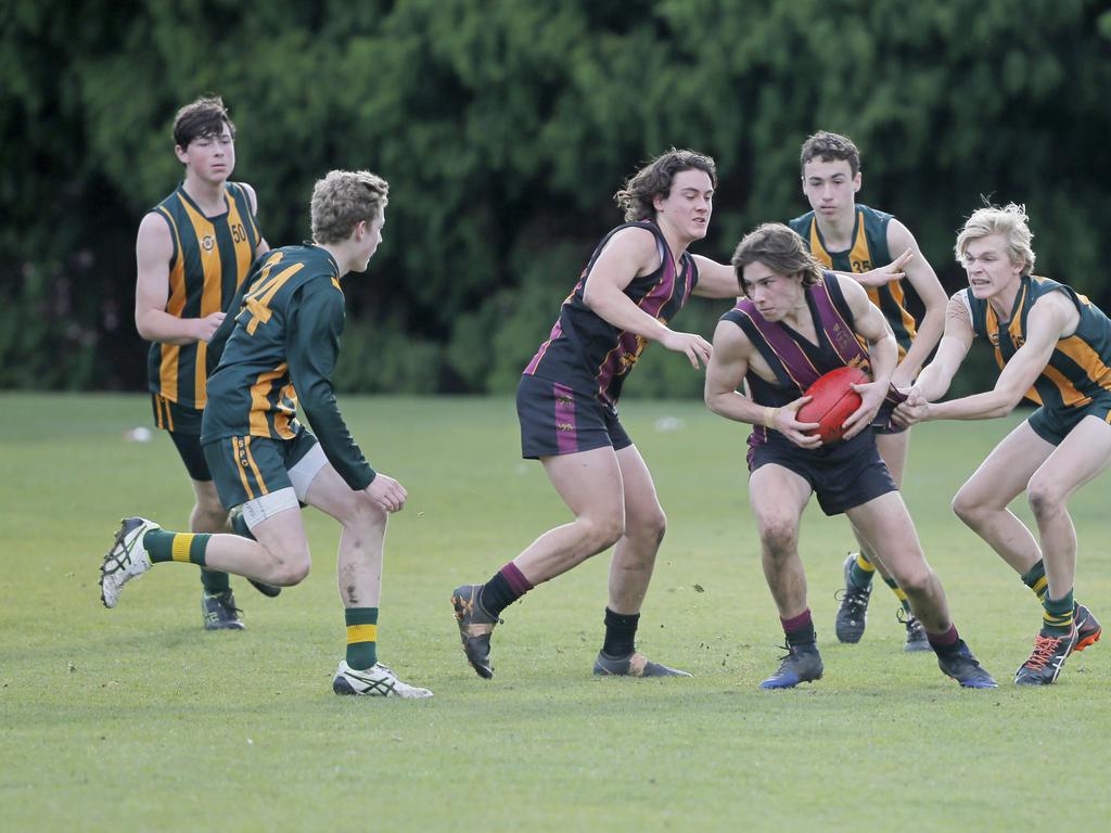 Hutchins 2nd XVIII versus St Patricks in the Sports Association of Independent Schools Australian Rules grand final. Picture. PATRICK GEE