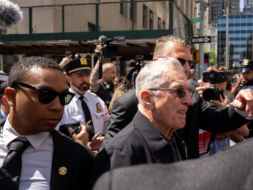 NEW YORK, NEW YORK - MAY 28: Actor Robert De Niro departs after speaking to the media in front of Manhattan Criminal Court on May 28, 2024 in New York City. Closing arguments begin in former U.S. President Trump's hush money trial. The former president faces 34 felony counts of falsifying business records in the first of his criminal cases to go to trial.  David Dee Delgado/Getty Images/AFP (Photo by David Dee Delgado / GETTY IMAGES NORTH AMERICA / Getty Images via AFP)