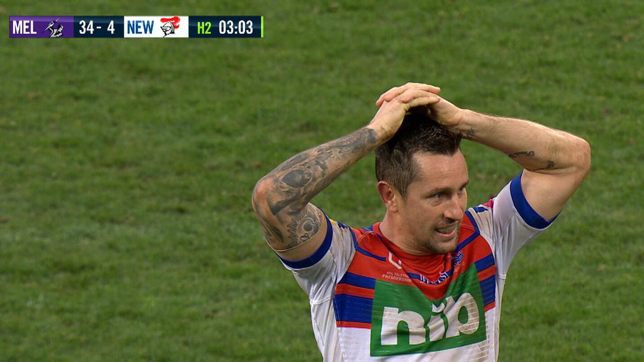 Mitchell Pearce reacts to a horrible afternoon.