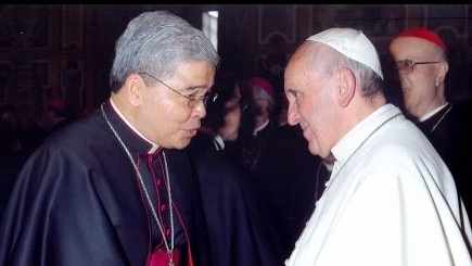 Bishop Adolfo Tito Yllana with Pope Francis.