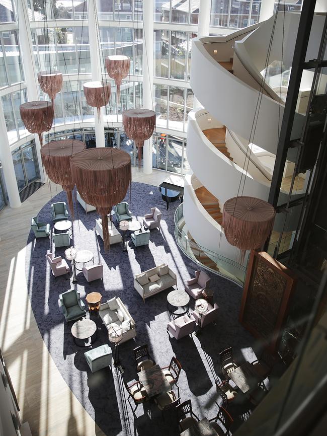 Looking down at the cafe lounge at the Mark Moran Wellness Precinct.