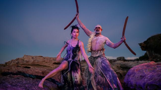 Adelaide Festival 2024 opening event Baleen Moondjan, by Stephen Page. Performers Maanyung and Rika Hamaguchi. Picture: Daniel Boud