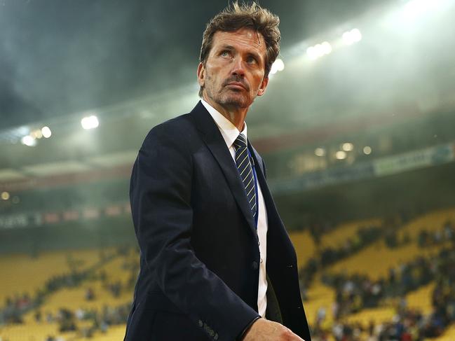 WELLINGTON, NEW ZEALAND - JANUARY 12: Coach Mike Mulvey of the Mariners looks on after losing the round 13 A-League match between the Wellington Phoenix and the Central Coast Mariners at Westpac Stadium on January 12, 2019 in Wellington, New Zealand. (Photo by Hagen Hopkins/Getty Images)