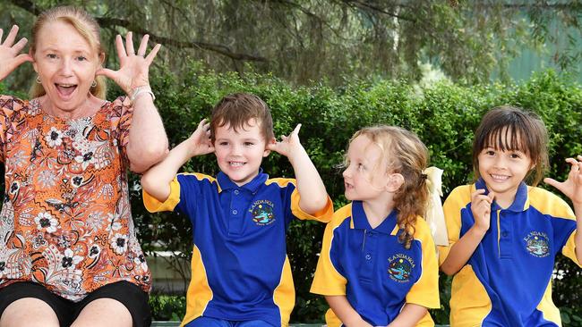 My First Year: Kandanga State School Preps, Oliver, Piper, MaLi and Mrs Fromm. Picture: Patrick Woods.