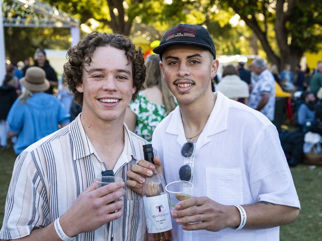 Isaac Young (left) and George Christodoulou at the Festival of Food and Wine, Carnival of Flowers 2022, Saturday, September 10, 2022. Picture: Kevin Farmer
