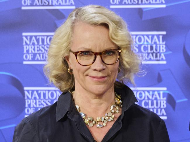 CANBERRA, AUSTRALIA - FEBRUARY 01: Prime Minister Scott Morrison with National Press Club President Laura Tingle following the Prime Minister's address at the National Press Club on February 01, 2022 in Canberra, Australia. (Photo by Rohan Thomson/Getty Images)