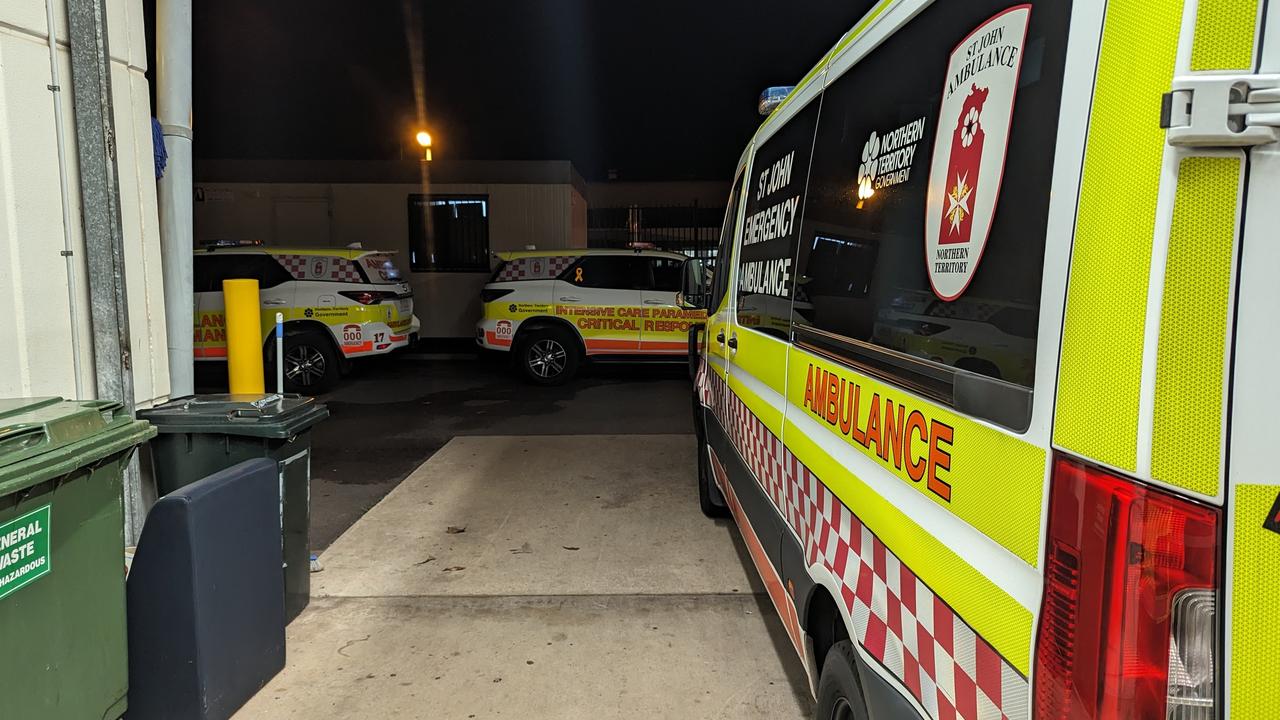 St John Ambulance NT units ramped at the Royal Darwin Hospital. Ambulance ramping, RDH. Picture: Alex Treacy