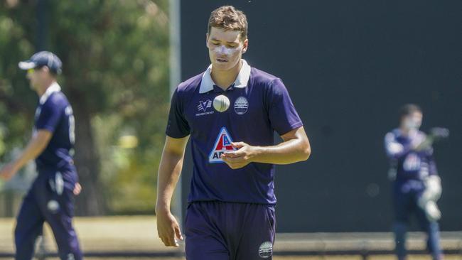 Premier Cricket: Geelong bowler Joshua Garner. Picture: Valeriu Campan