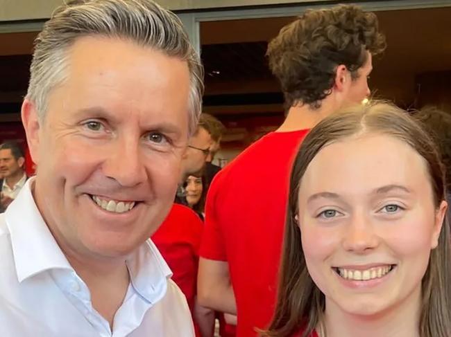 Charlotte Walker with federal Health Minister Mark Butler. Picture: Instagram