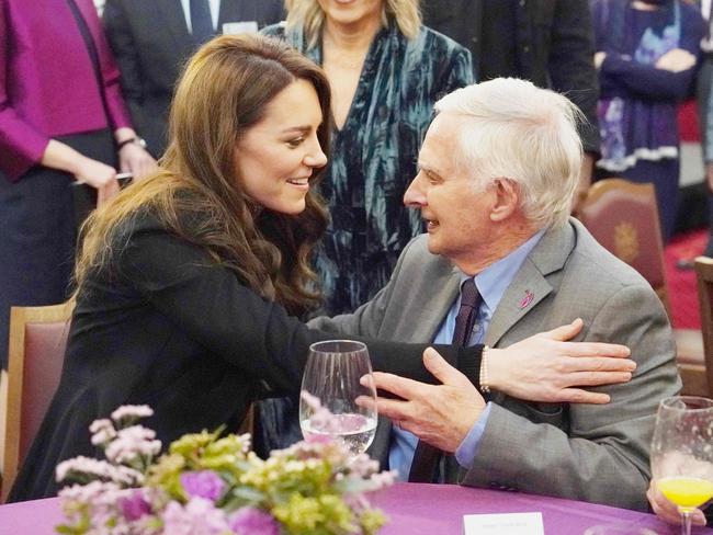 Kate with Holocaust survivor Steven Frank. Picture: Arthur Edwards//Pool/AFP