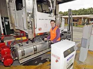 Fill it up: Councillor Ben Smith pumps B20 Biodiesel fuel consisting of beef and mutton fat combined with soy beans and conventional diesel into one of the Council’s 100 vehicles. Picture: Doug Eaton