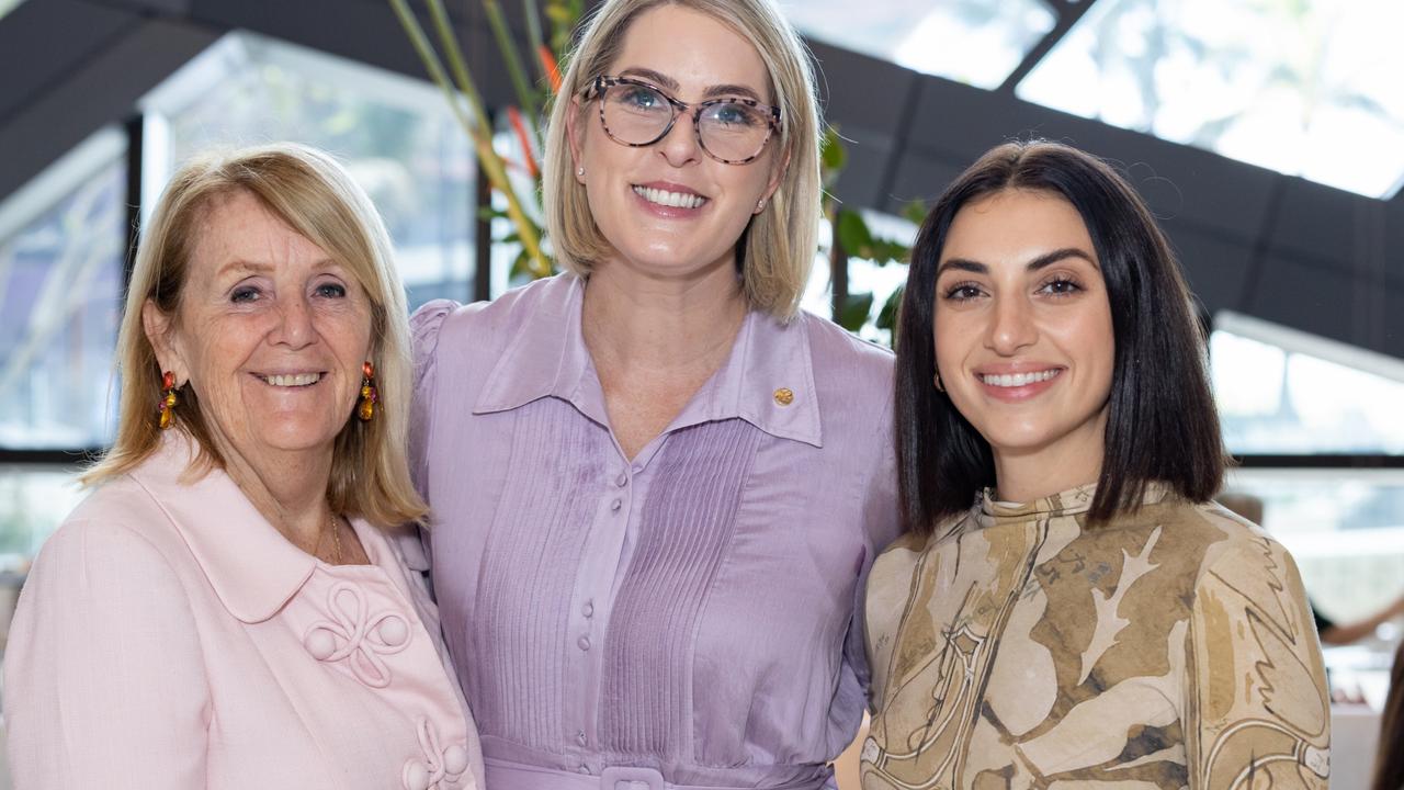 Maureen Jordan, Victoria Peterson and Monique Macri for The Pulse at Langham X Bulgari High Tea, Tuesday May 2 2023. Picture: Celeste Humphrey