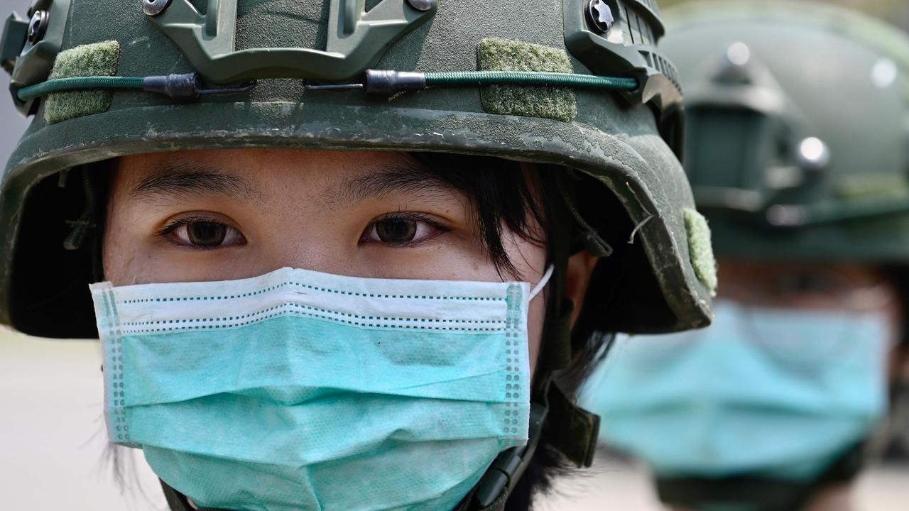 A Taiwanese soldier at a military base in Tainan, southern Taiwan, on April 9, 2020. Picture: Sam Yeh/AFP