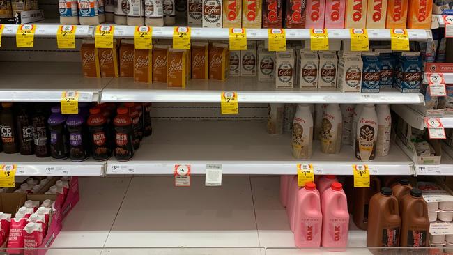 Customers have noticed empty shelves where the two-litre bottles should be. Picture: Facebook