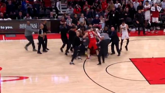 The all-in scuffle between the Miami Heat and Houston Rockets.