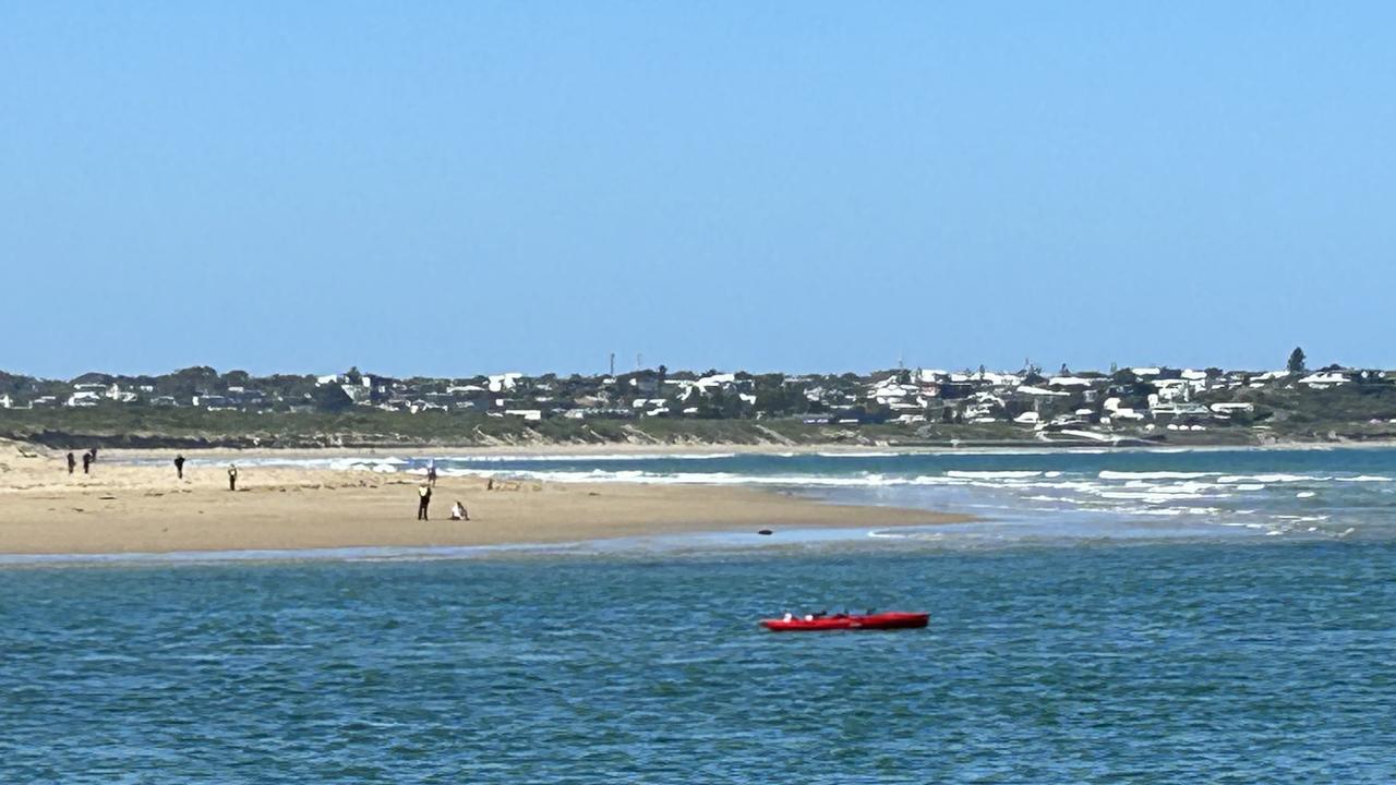 Police on a beach near Barwon Heads after a water incident. Photo: Supplied.