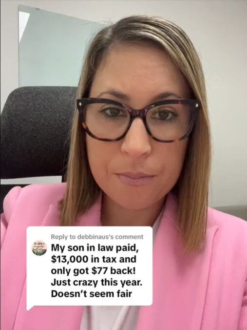 Natalie Lennon recently explained why Aussies shouldn’t feel entitled to a tax return on her TikTok. Picture: Natalie The Accountant/TikTok