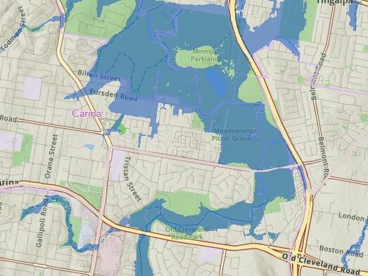 Brisbane flood mapping for Cyclone Alfred: Carina