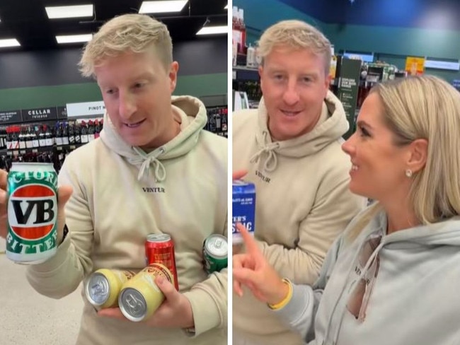 A British couple have been left shocked at the realisation not many Australians drink Fosters, despite how it is marketed as the 'Australian beer' in the UK. Picture: TikTok/@thehutchinsons