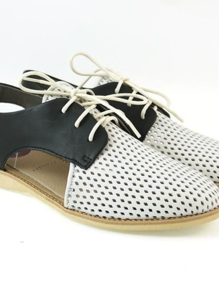 Rollie Nation slingback punch in white and black, $169.95 from Goose