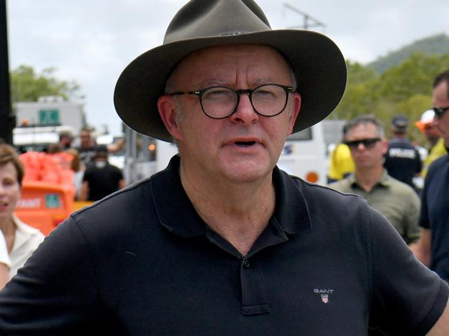 Thursday  February 6. Heavy rain causes flooding in North Queensland. The Prime Minister will visit Ollera Creek where the Australian Defence Force is delivering a temporary bridge structure to support rescue efforts. PM Anthony Albanese and Premier David Crisafulli. Picture: Evan Morgan