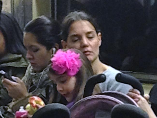 Katie Holmes and Suri Cruise ride the New York subway in Manhattan.