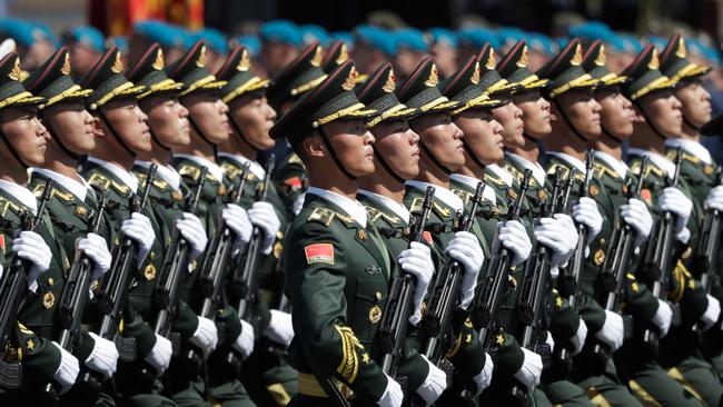 Soldiers from China's People's Liberation Army march on Red Square this week during a military parade in Moscow to mark the 75th anniversary of the Soviet victory over Nazi Germany in World War II. Picture: AFP