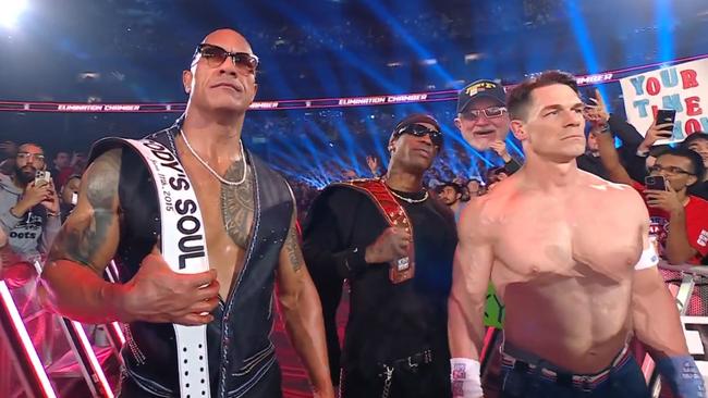 Cena has chosen his side, teaming with The Rock and Travis Scott. Photo: X