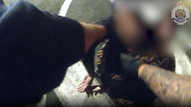 One of the arrests in Brisbane on Saturday. Picture: Queensland Police Service