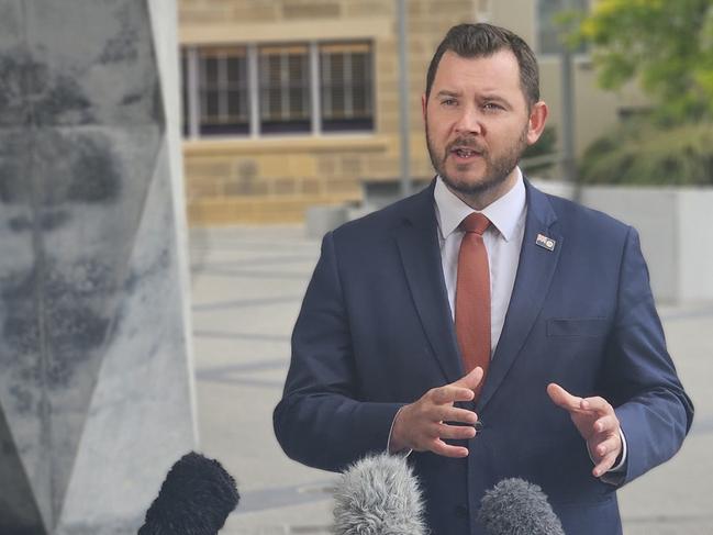 :iberal minister Felix Ellis speaks to the media at Parliament Square in Hobart on Wednesday, November 20, 2024.