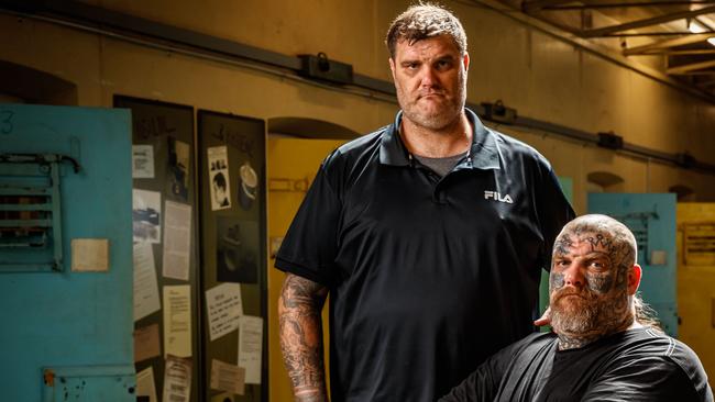 Former Finks MC members Matt and Tyson Ward at the Old Adelaide Jail. Picture Matt Turner.